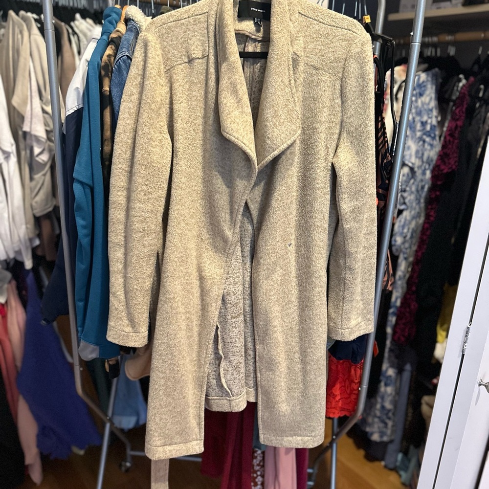 Vero Moda Cream Trench Coat with Textured Fabric